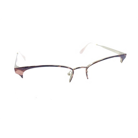 Prada VPR 65Q ROJ-1O1 Brown Gold Half Rim Eyeglasses Frames 51-17 140 Italy - Picture 1 of 12
